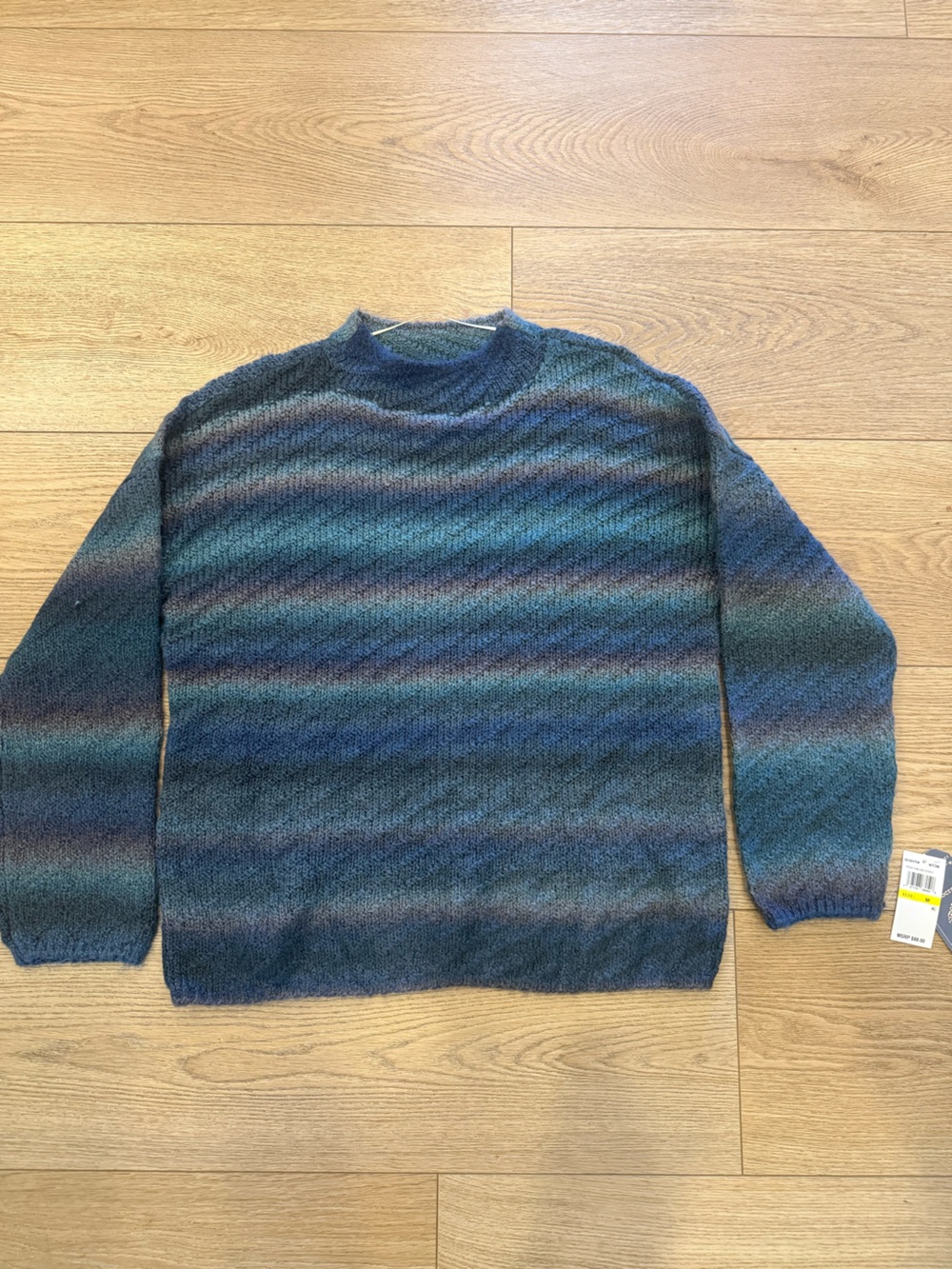 Democracy NWT Ombre Stripe Knit Sweater Blue Green Gray Women’s M MSRP $88